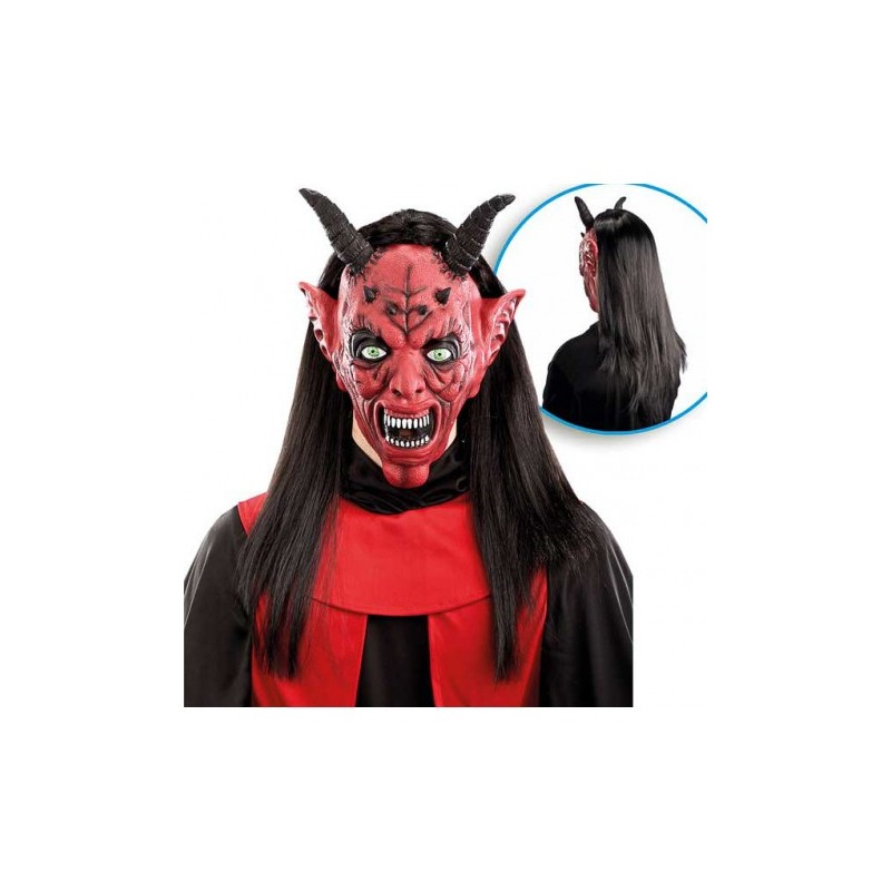 MASQUE DIABLE ROUGE AVEC CHEVEUX