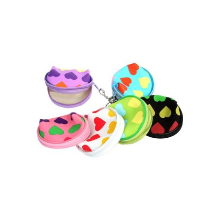 PORTE MONNAIE ZIP COEUR 7 CM MODELES ASSORTIS
