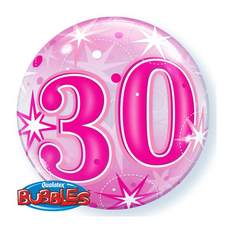 BALLON BUBBLES CHIFFRE 30 ROSE 56 CM BALLON BUBBLES CHIFFRE 30 ROSE 56 CM