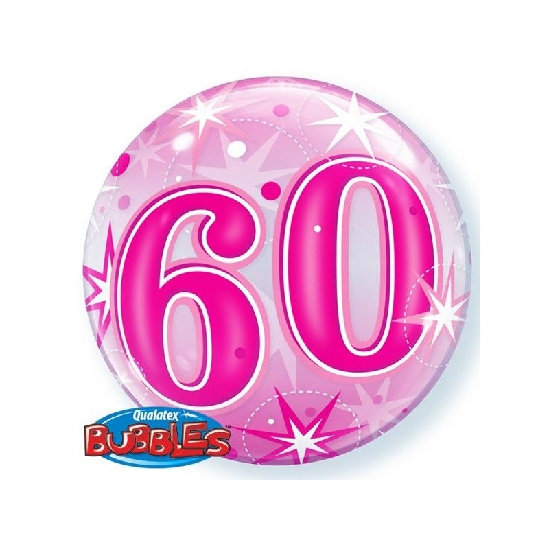 BALLON BUBBLES CHIFFRE 60 ROSE 56 CM BALLON BUBBLES CHIFFRE 60 ROSE 56 CM
