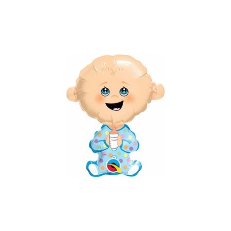 BALLON METALLIQUE BEBE TENANT UN BIBERON BLEU 97CM