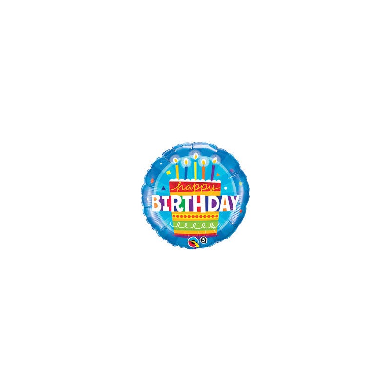 BALLON METALLIQUE ROND GATEAU HAPPY BIRTHDAY BLEU 46 CM BALLON METALLIQUE ROND GATEAU HAPPY BIRTHDAY BLEU 46 CM