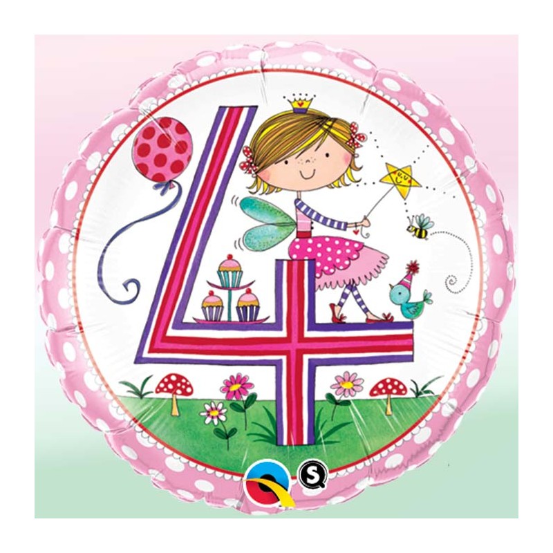BALLON METALLIQUE RACHEL 4 ANS FEE ROSE 46 CM BALLON METALLIQUE RACHEL 4 ANS FEE ROSE 46 CM