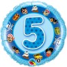 BALLON METALLIQUE ROND 5 ANS BLEU PIRATES 46 CM