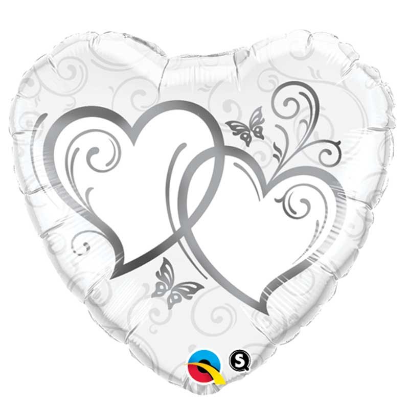 BALLON METALLIQUE COEUR BLANC ET ARGENT 46 CM BALLON METALLIQUE COEUR BLANC ET ARGENT 46 CM