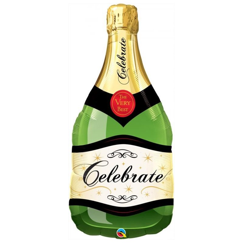 BALLON METALLIQUE  BOUTEILLE DE CHAMPAGNE VERTE 102 CM