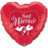 BALLON METALLIQUE ROUGE JUST MARRIED 91 CM