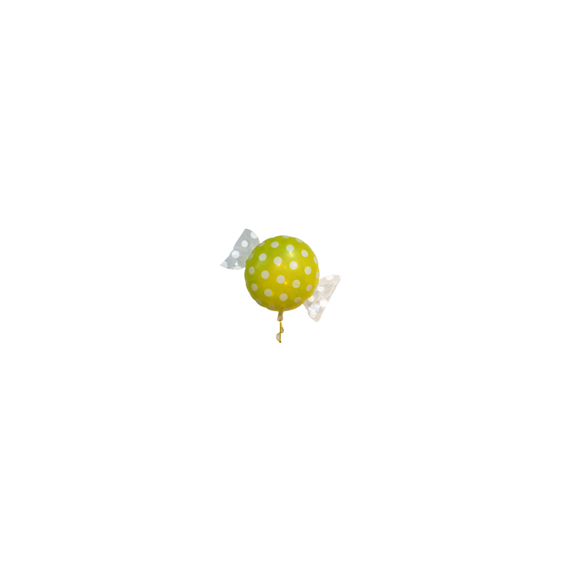 BALLON BONBON JAUNE POIS BLANC 43CM BALLON BONBON JAUNE POIS BLANC 43CM