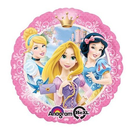 BALLON METALLIQUE ROND CENDRILLON BLANCHE NEIGE ET RAIPONCE 43CM