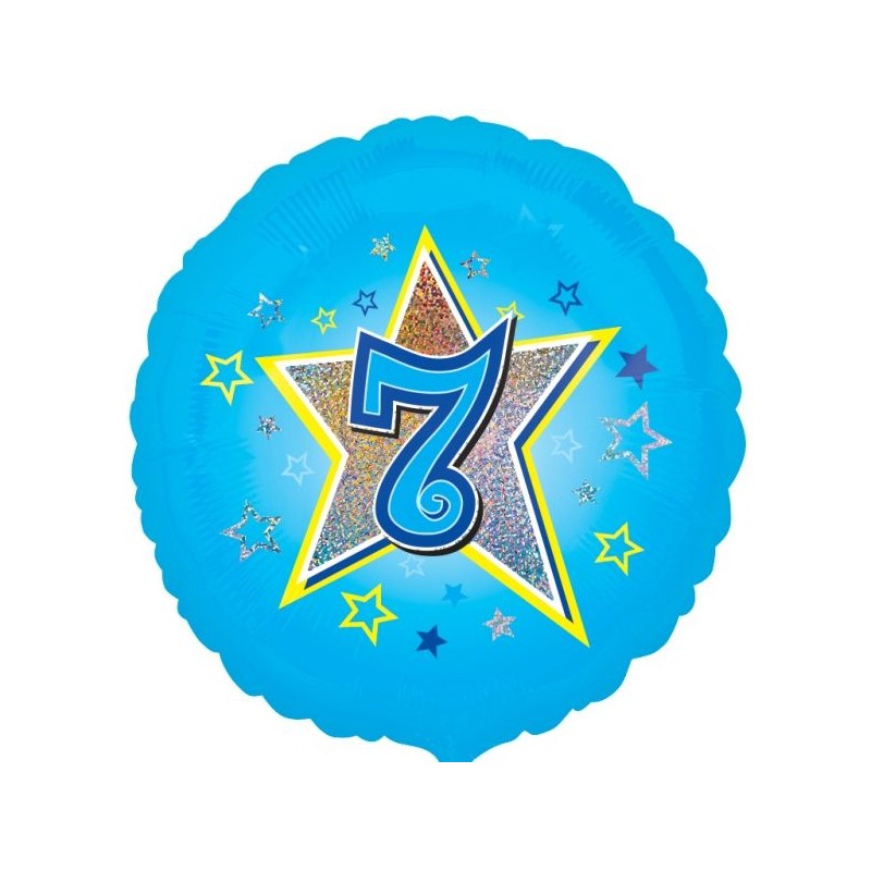 BALLON METALLIQUE CHIFFRE ROND 45 CM 7 SUR FOND BLEU BALLON METALLIQUE CHIFFRE ROND 45 CM 7 SUR FOND BLEU