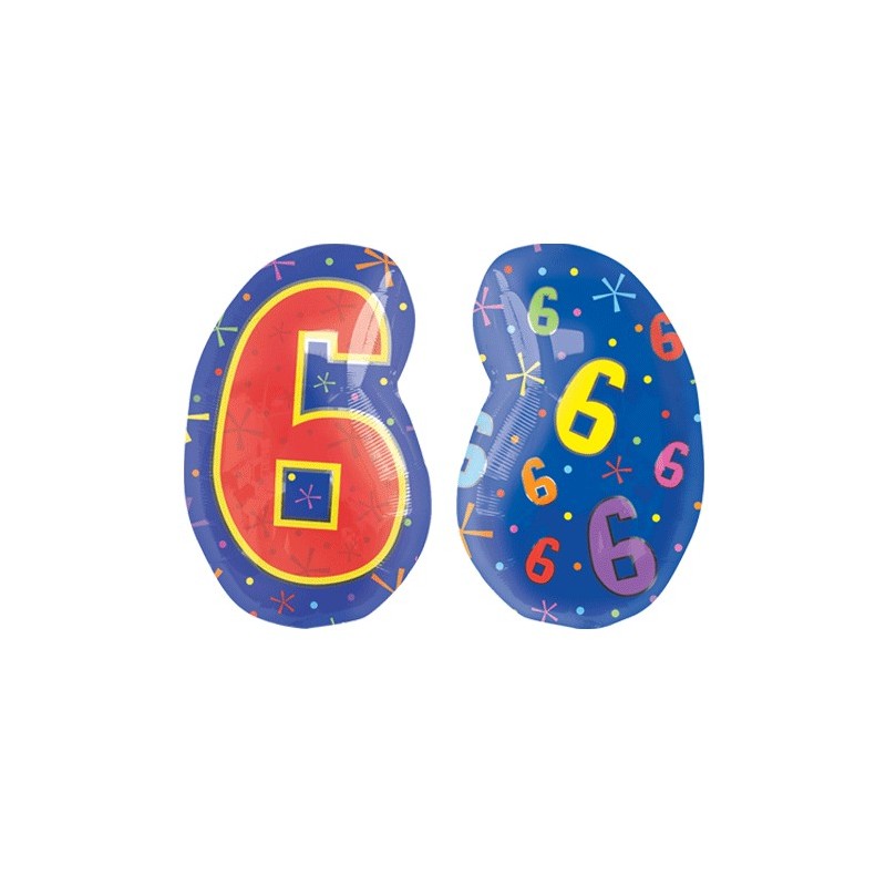 BALLON CHIFFRE MULTICOLORE JR.SHAPE CHIFFRE 6 45 CM BALLON CHIFFRE MULTICOLORE JR.SHAPE CHIFFRE 6 45 CM