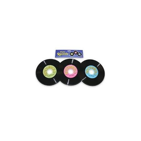 3 DECORS DISQUES PLASTIQUES 23 CM IMPRIMES 2 FACES