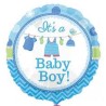 BALLON METALLIQUE ROND BABY BOY BLEU PETITS HABITS 43CM 