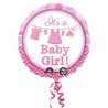 BALLON METALLIQUE ROND BABY GIRL ROSE PETITS HABITS 43CM 