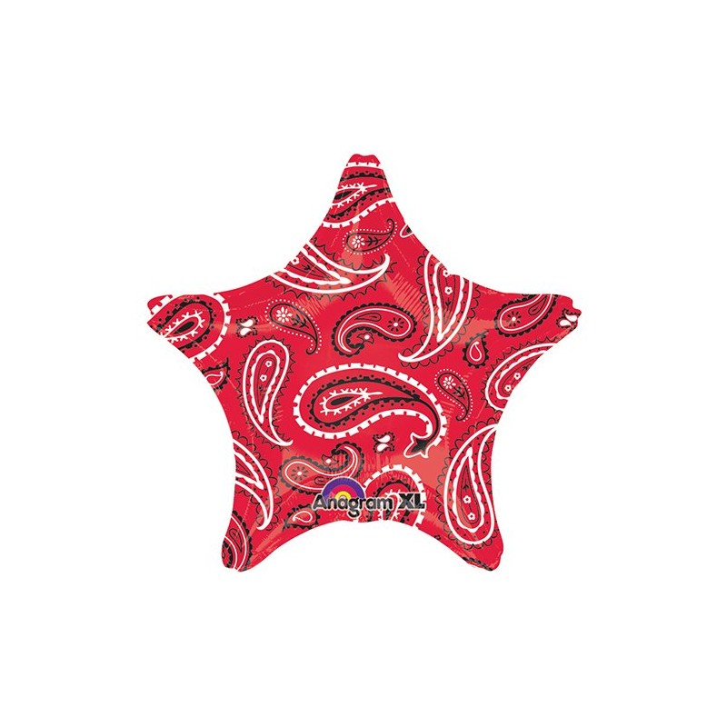 BALLON METALLIQUE WESTERN ETOILE MOTIF BANDANA ROUGE ET BLEU 43CM BALLON METALLIQUE WESTERN ETOILE MOTIF BANDANA ROUGE ET BLEU 43CM