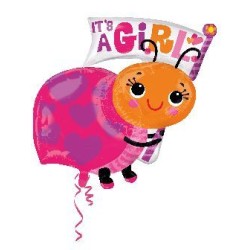 BALLON METALLIQUE IT'S A GIRL COCCINELLE 63X81 CM