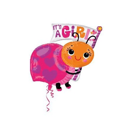 BALLON METALLIQUE IT'S A GIRL COCCINELLE 63X81 CM