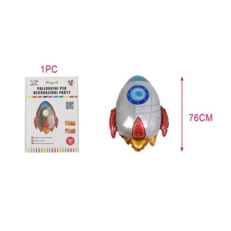 BALLON METALLIQUE FUSEE DE L'ESPACE 76 CM