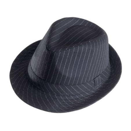 CHAPEAU BORSLINO NOIR RAYE BLANC FORME TRIBLY