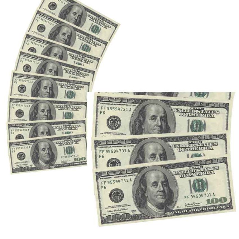 10 SERVIETTES PAPIER 100 DOLLARS 33 X 33 CM 10 SERVIETTES PAPIER 100 DOLLARS 33 X 33 CM