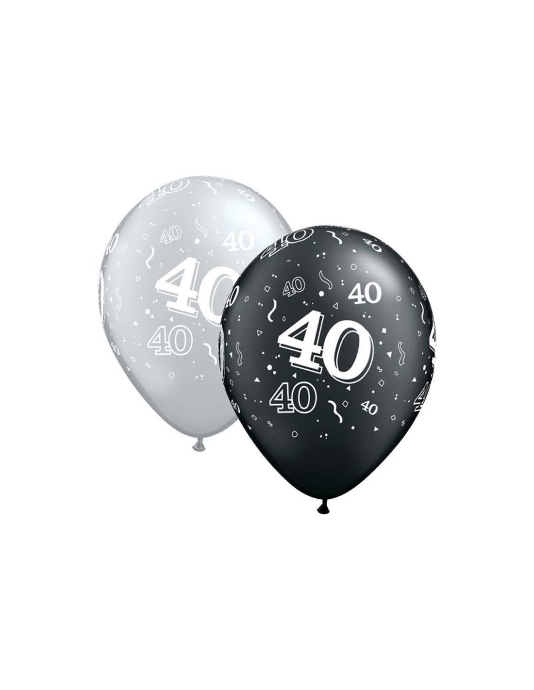 1 Ballon Latex Qualatex 40 Ans Noir Et Argent 11