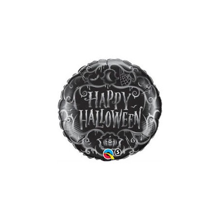 BALLONS METALLIQUE 46 CM NOIR HAPPY HALLOWEEN