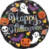 BALLON ROND HAPPY HALLOWEEN CITROUILLES FANTOMES ET PETITS SQUELETTES