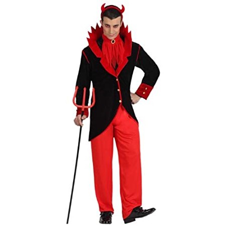DEGUISEMENT DEMON VESTE-PANTALON ROUGE ET NOIR TAILLE XS-S