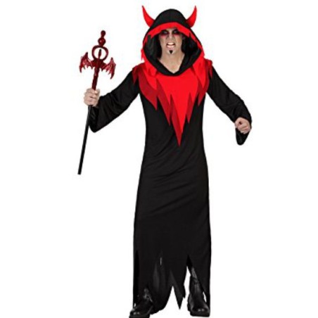 DEGUISEMENT DEMON TUNIQUE A CAPUCHE NOIR ET ROUGE TAILLE XL