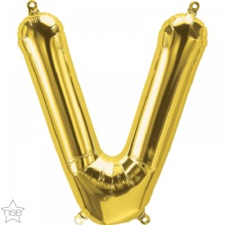 BALLON METALLIQUE LETTRE V OR 41 CM