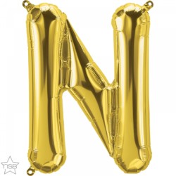 BALLON METALLIQUE LETTRE N OR 41 CM