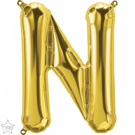 BALLON METALLIQUE LETTRE N OR 41 CM