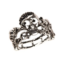 BRACELET TETE DE MORT STRASS NOIR