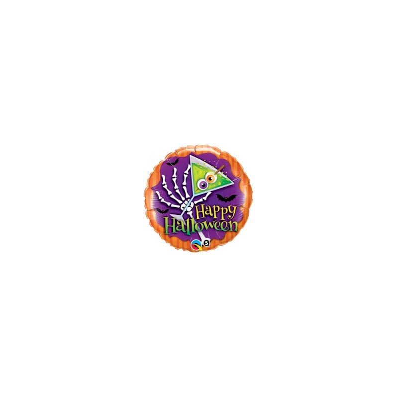 BALLON METALLIQUE HAPPY HALLOWEEN MAIN SQUELETTE 18"