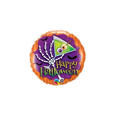 BALLON METALLIQUE HAPPY HALLOWEEN MAIN SQUELETTE 18"
