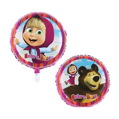 BALLON METALLIQUE ROND  MASHA ET L'OURS  45 CM