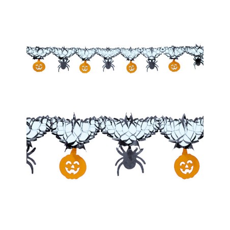 GUIRLANDE PAPIER HALLOWEEN CITROUILLES ET ARAIGNEES 3 METRES