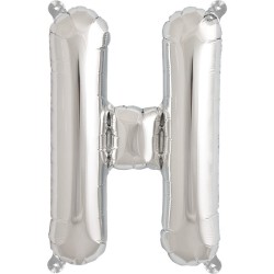 BALLON METALLIQUE LETTRE H ARGENT 86 CM