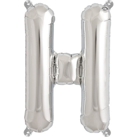 BALLON METALLIQUE LETTRE H ARGENT 86 CM