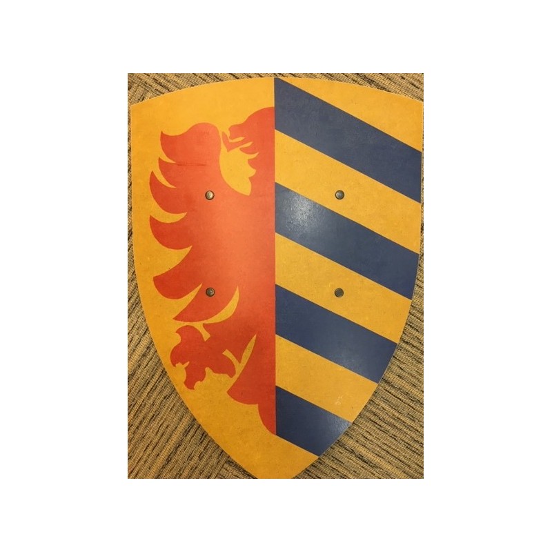 GRAND BOUCLIER LANCELOT BLEU JAUNE EN BOIS GRAND BOUCLIER LANCELOT BLEU JAUNE EN BOIS