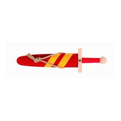 EPEE EN BOIS ET FOURREAU LANCELOT ROUGE 42 CM