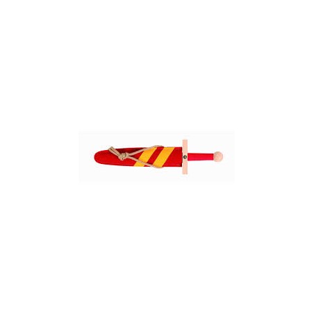 EPEE EN BOIS ET FOURREAU LANCELOT ROUGE 42 CM
