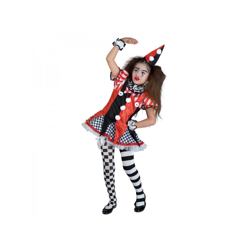 DEGUISEMENT HARLEQUIN FILLE TAILLE 116 NOIR BLANC ROUGE