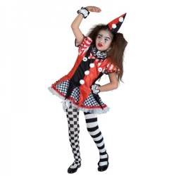 DEGUISEMENT HARLEQUIN FILLE TAILLE 128 NOIR BLANC ROUGE