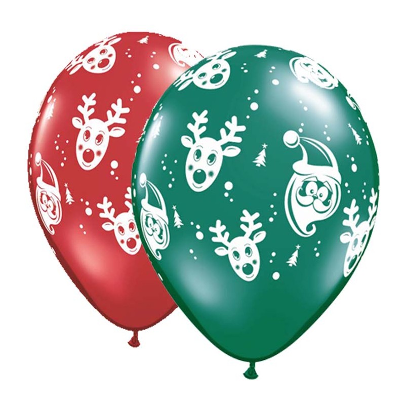 PAQUET DE 6 BALLONS LATEX 11" NOEL SANTA & RUDOLPH PAQUET DE 6 BALLONS LATEX 11" NOEL SANTA & RUDOLPH