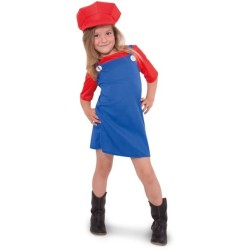 DEGUISEMENT PLOMBIER ROUGE FILLE TAILLE 6/8 ANS