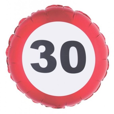 BALLON METALLIQUE ROND 46 CM TRAFFIC SIGN 30