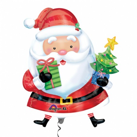 BALLON METALLIQUE PERE NOEL SAPIN ET CADEAU 78 X 66 CM