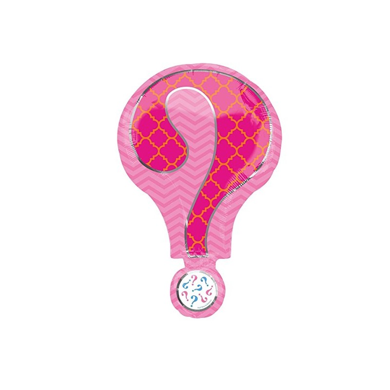 BALLON METALLIQUE POINT D'INTERROGATION ROSE ET BLEU 71 X 45 CM