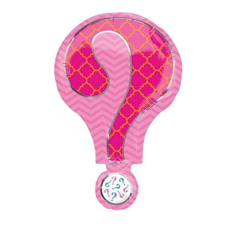BALLON METALLIQUE POINT D'INTERROGATION ROSE ET BLEU 71 X 45 CM